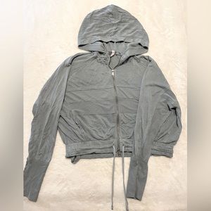 Free People light green/grey zip-up workout hoodie